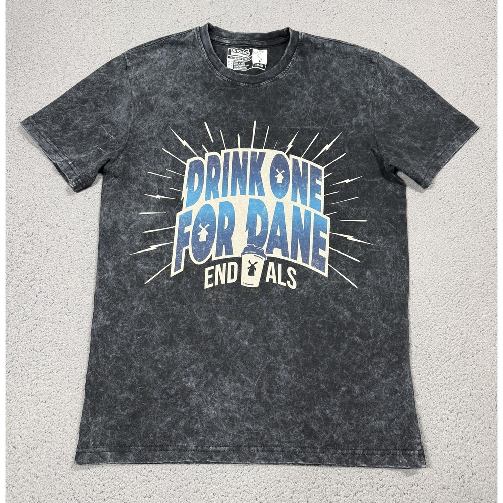 Dutch Bros Coffee Shirt Mens Small Gray Drink One For Dane ALS Graphic Tee